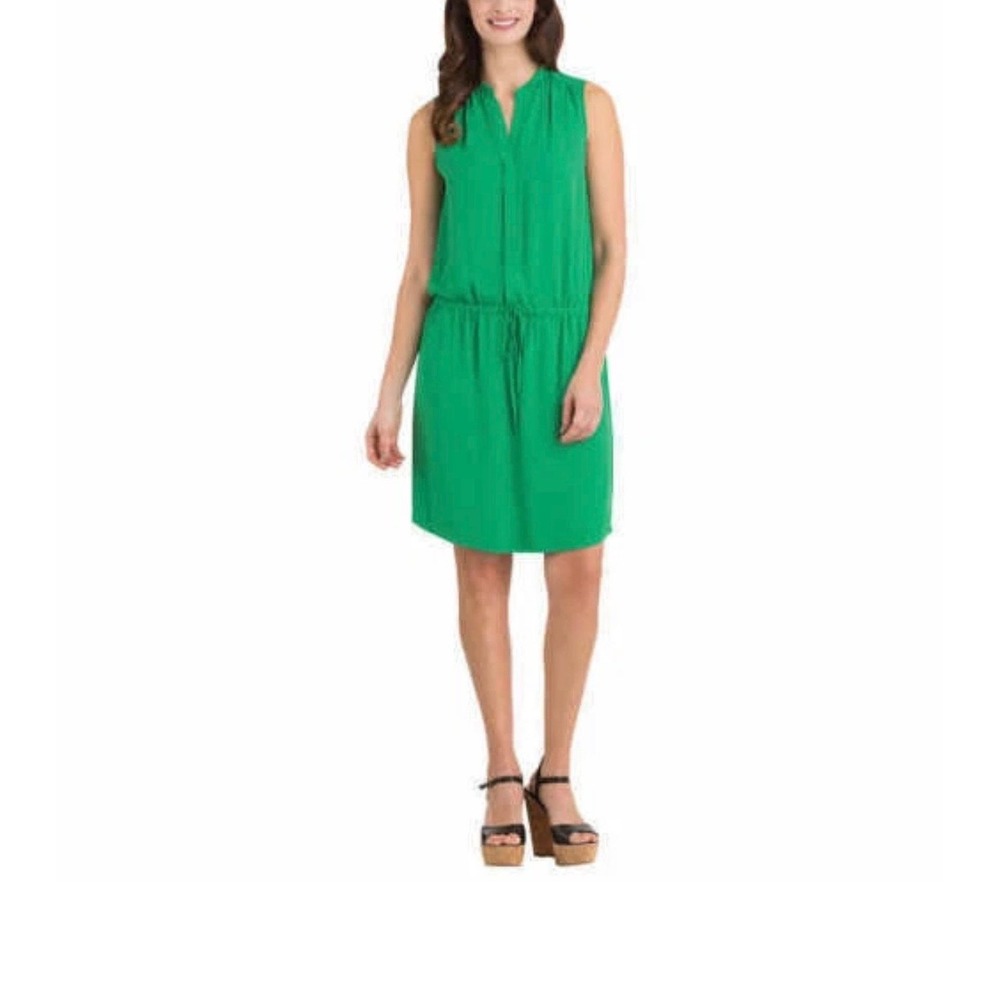 Hilary Radley‎ Dress Womens 12 Green Sleeveless Drawstring Waist Jade Shift NWT